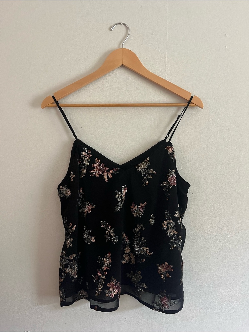 Banana Republic Floral Sequin Spaghetti Strap Tank Top